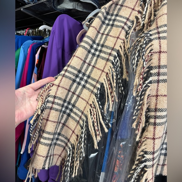 Authentic Burberry Plaid Fringe Scarf 52 inches long 6” wide 4” tassels- - Picture 3 of 4